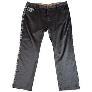 Stacy Adams Leasure Pants Mens 40x30 (43x30) Black Plaid Stretch Everyday Wear